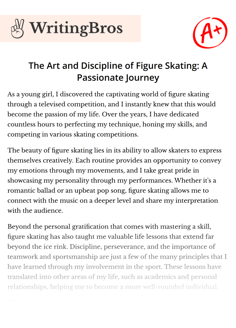 The Art and Discipline of Figure Skating: A Passionate Journey essay