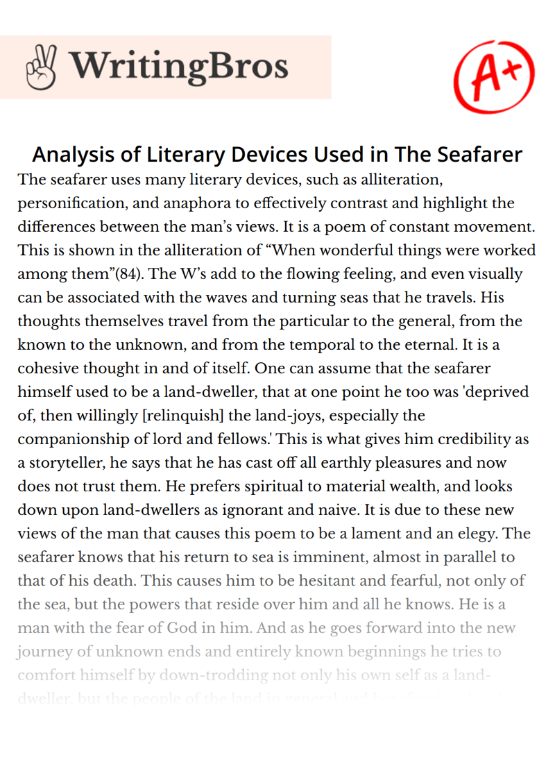 Analysis of Literary Devices Used in The Seafarer essay