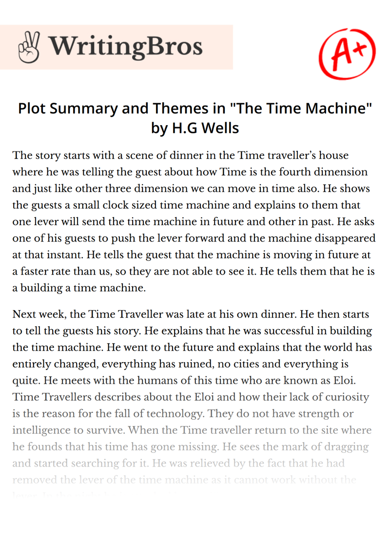 Plot Summary and Themes in "The Time Machine" by H.G Wells essay