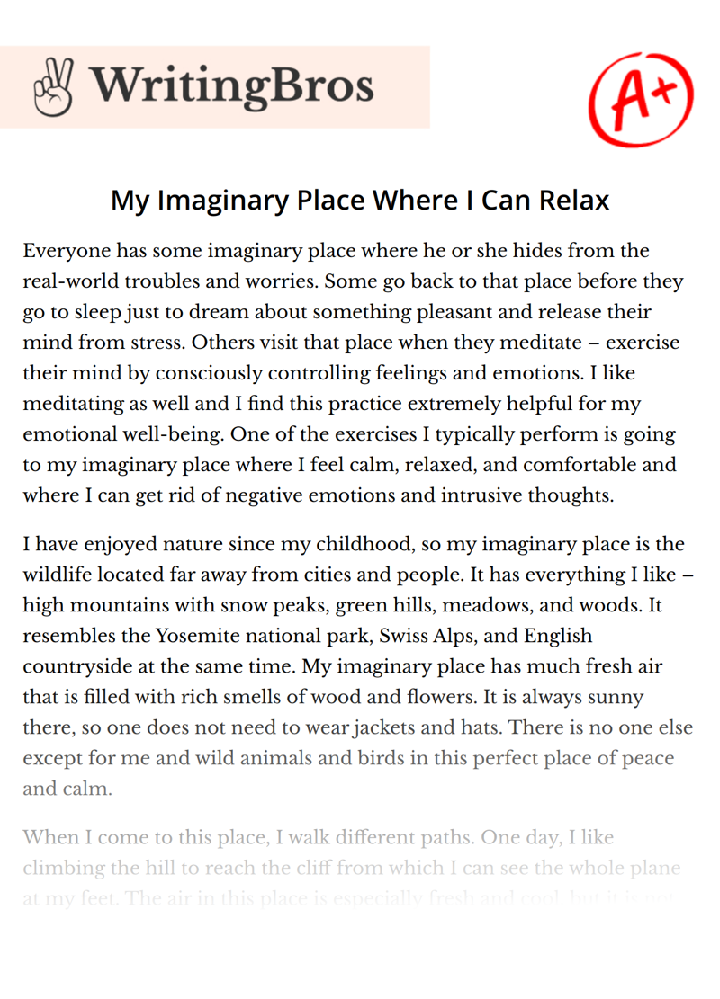 describe a place where you go to relax essay