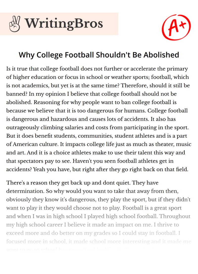 Why College Football Shouldn't Be Abolished essay