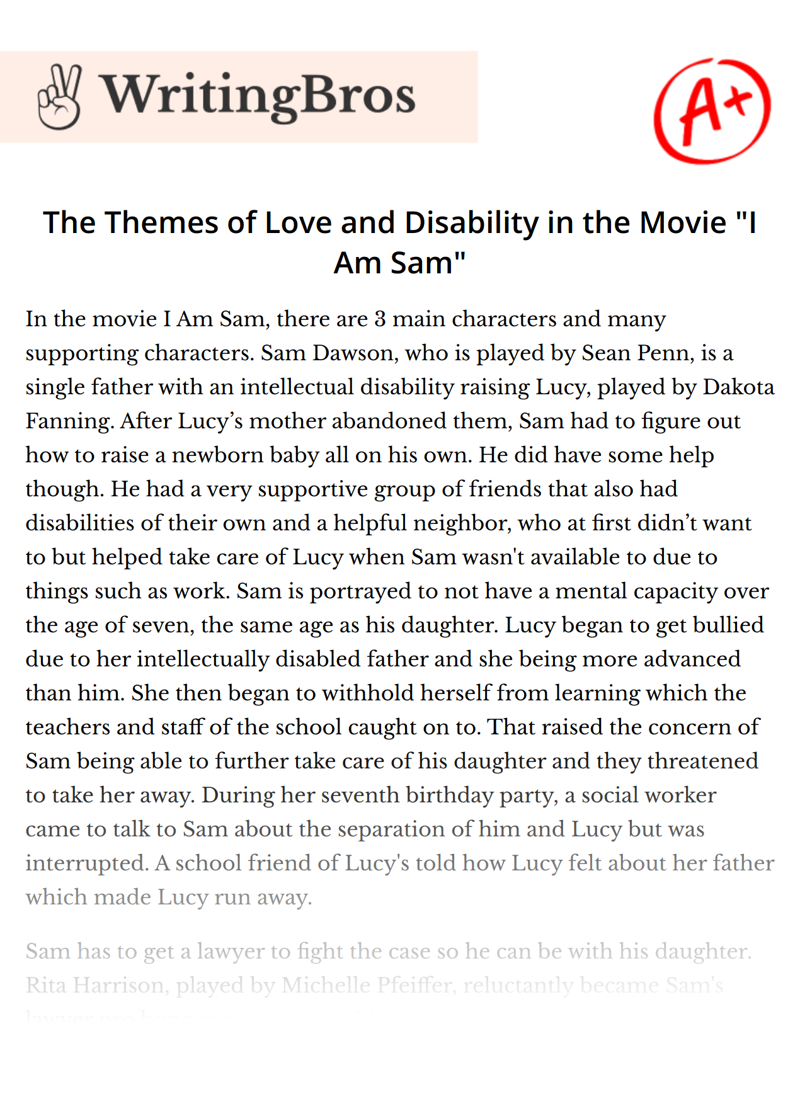 The Themes of Love and Disability in the Movie "I Am Sam" essay