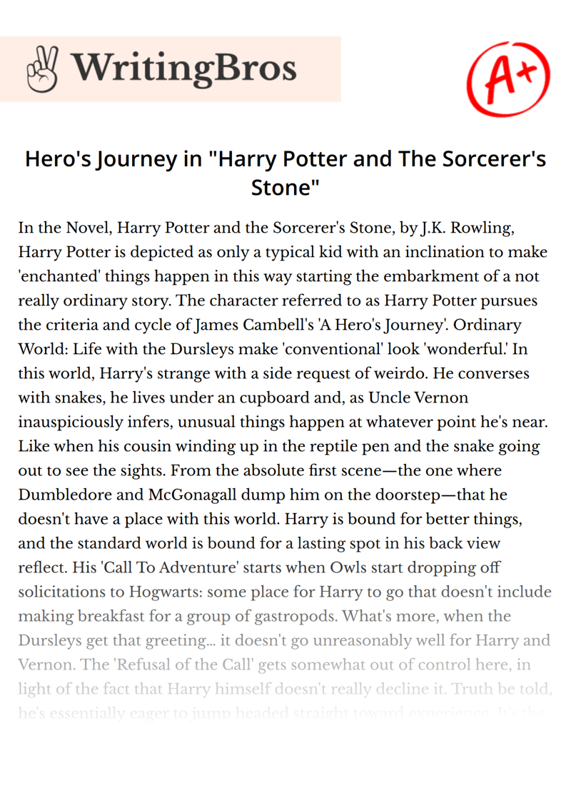 Hero's Journey in "Harry Potter and The Sorcerer's Stone" essay