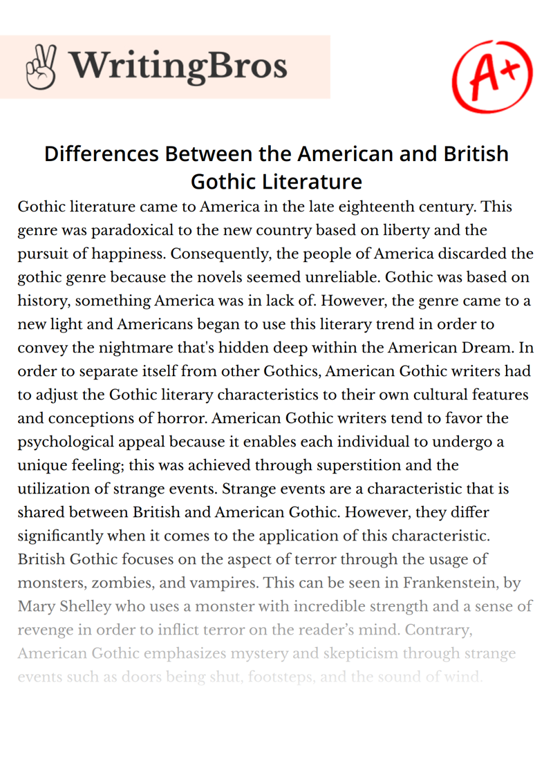 Differences Between the American and British Gothic Literature essay