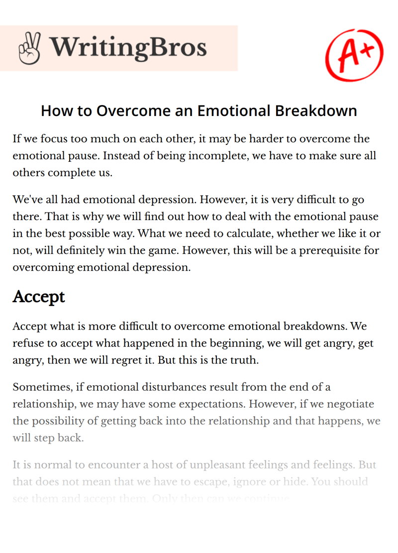 How to Overcome an Emotional Breakdown essay