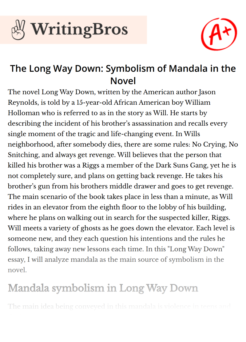 The Long Way Down: Symbolism of Mandala in the Novel essay