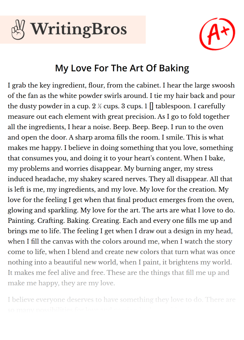 essay about loving baking