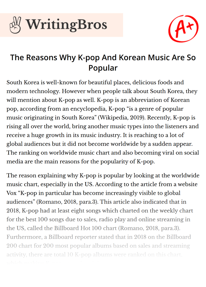 The Reasons Why K-pop And Korean Music Are So Popular essay