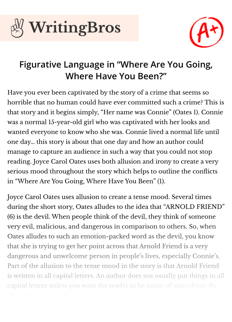 Figurative Language in “Where Are You Going, Where Have You Been?” essay