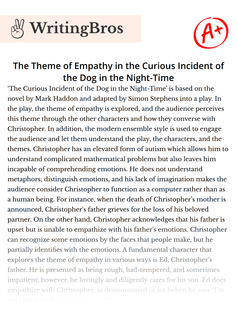 The Theme of Empathy in the Curious Incident of the Dog in the Night-Time essay