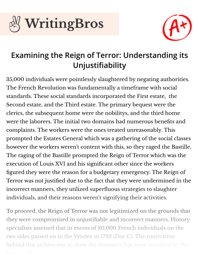 Examining the Reign of Terror: Understanding its Unjustifiability essay