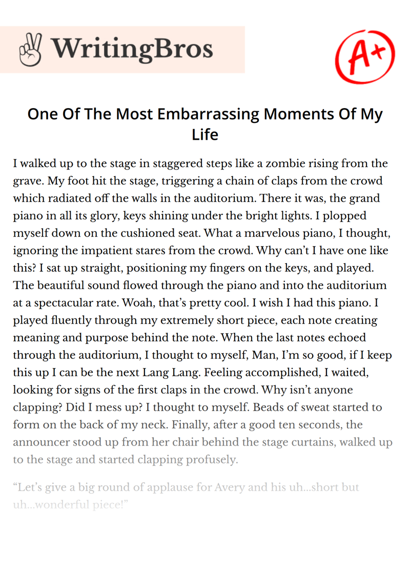 One Of The Most Embarrassing Moments Of My Life essay