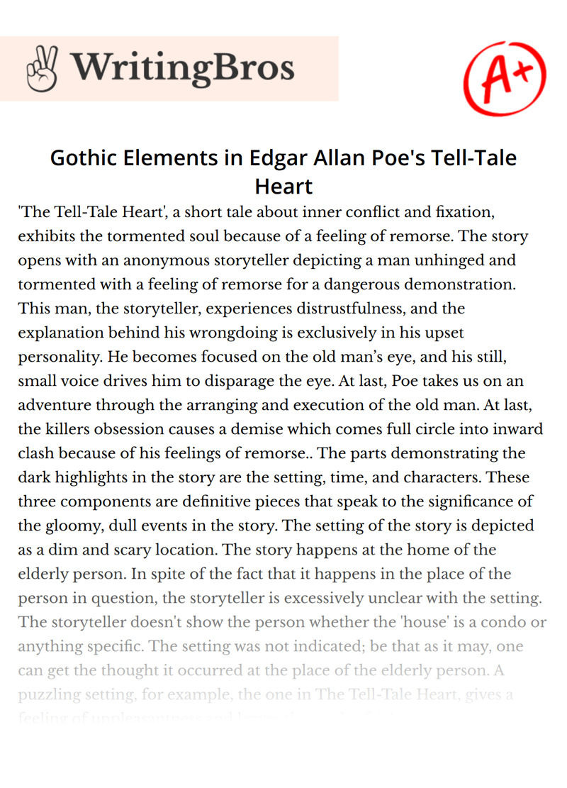Gothic Elements in Edgar Allan Poe's Tell-Tale Heart essay