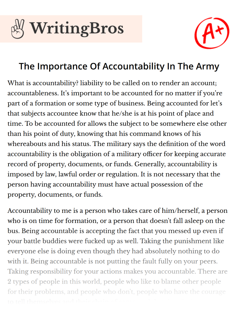 The Importance Of Accountability In The Army essay