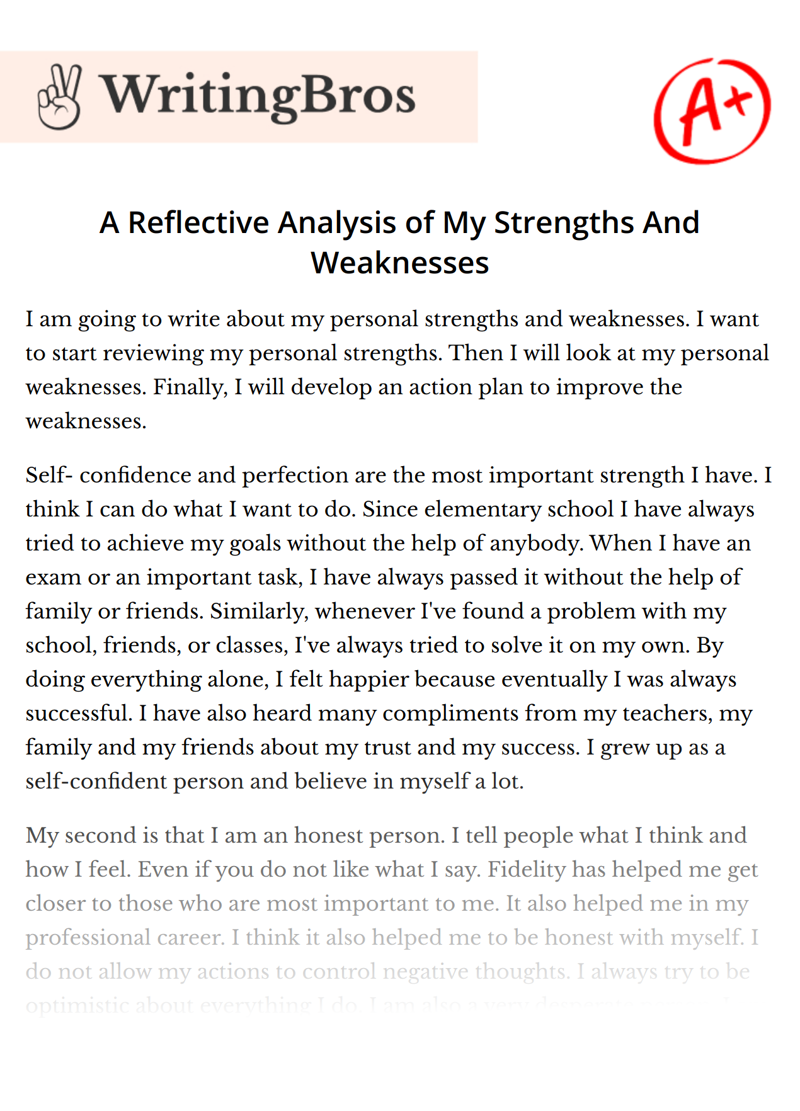 reflective essay about personal strengths