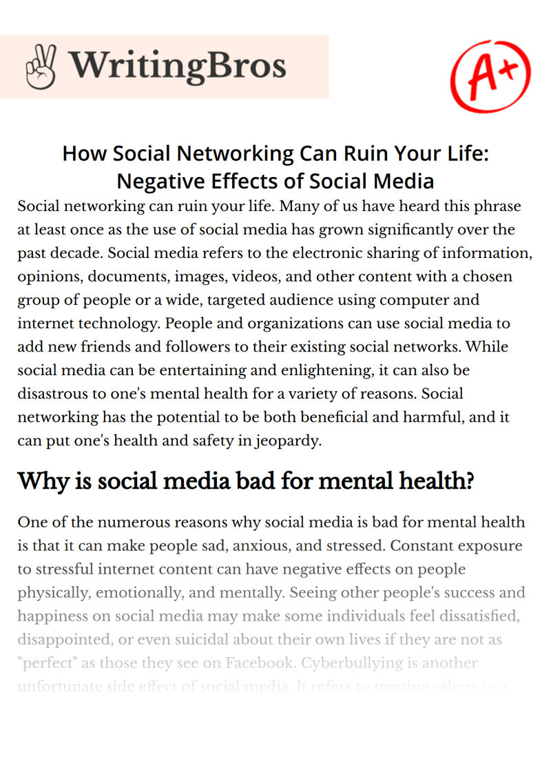 social networking can ruin your life essay muet