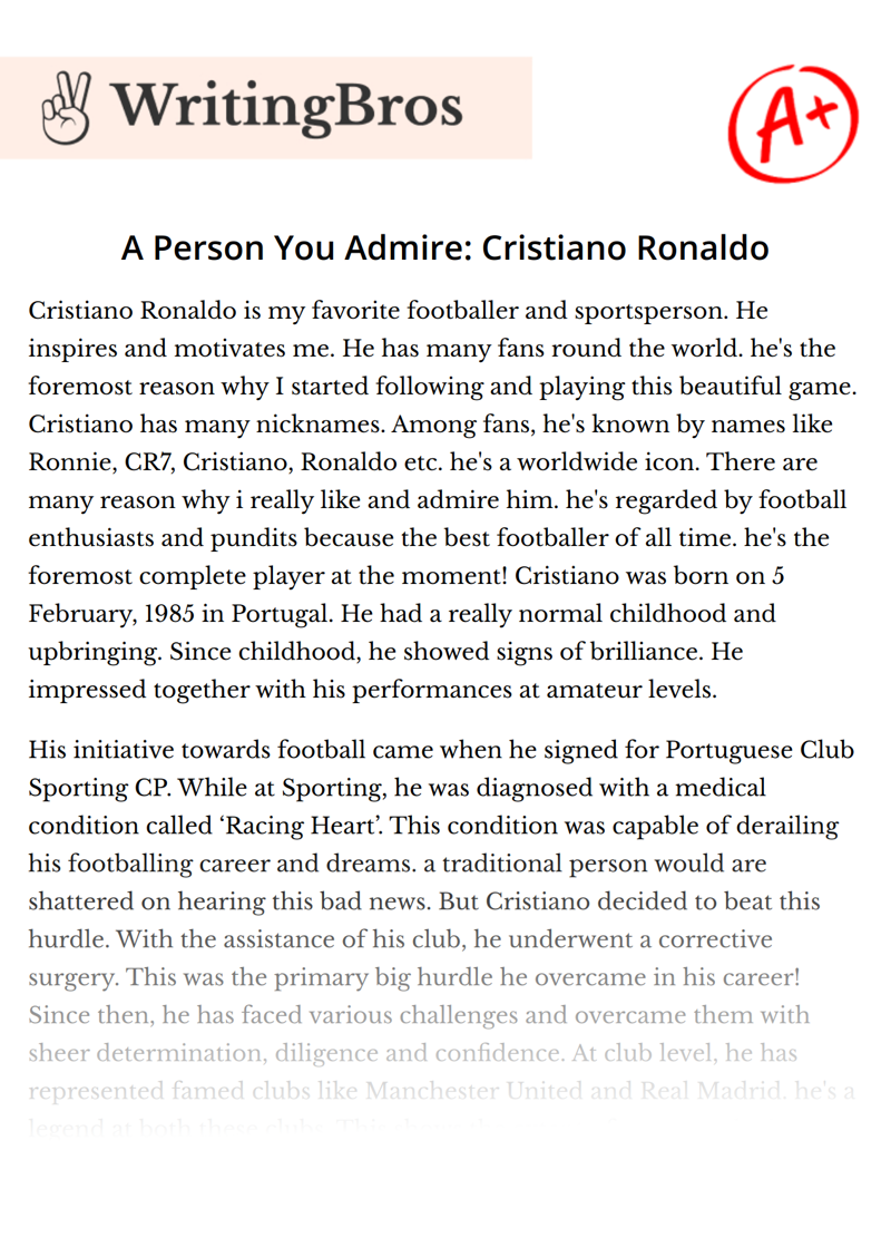 A Person You Admire: Cristiano Ronaldo essay