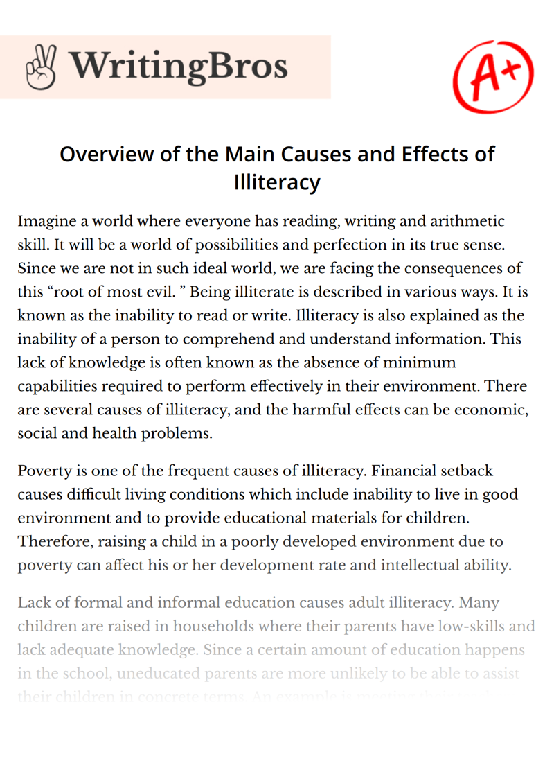 Overview of the Main Causes and Effects of Illiteracy essay