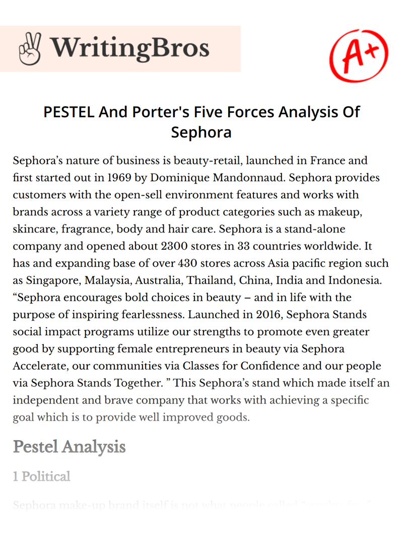 PESTEL And Porter's Five Forces Analysis Of Sephora essay