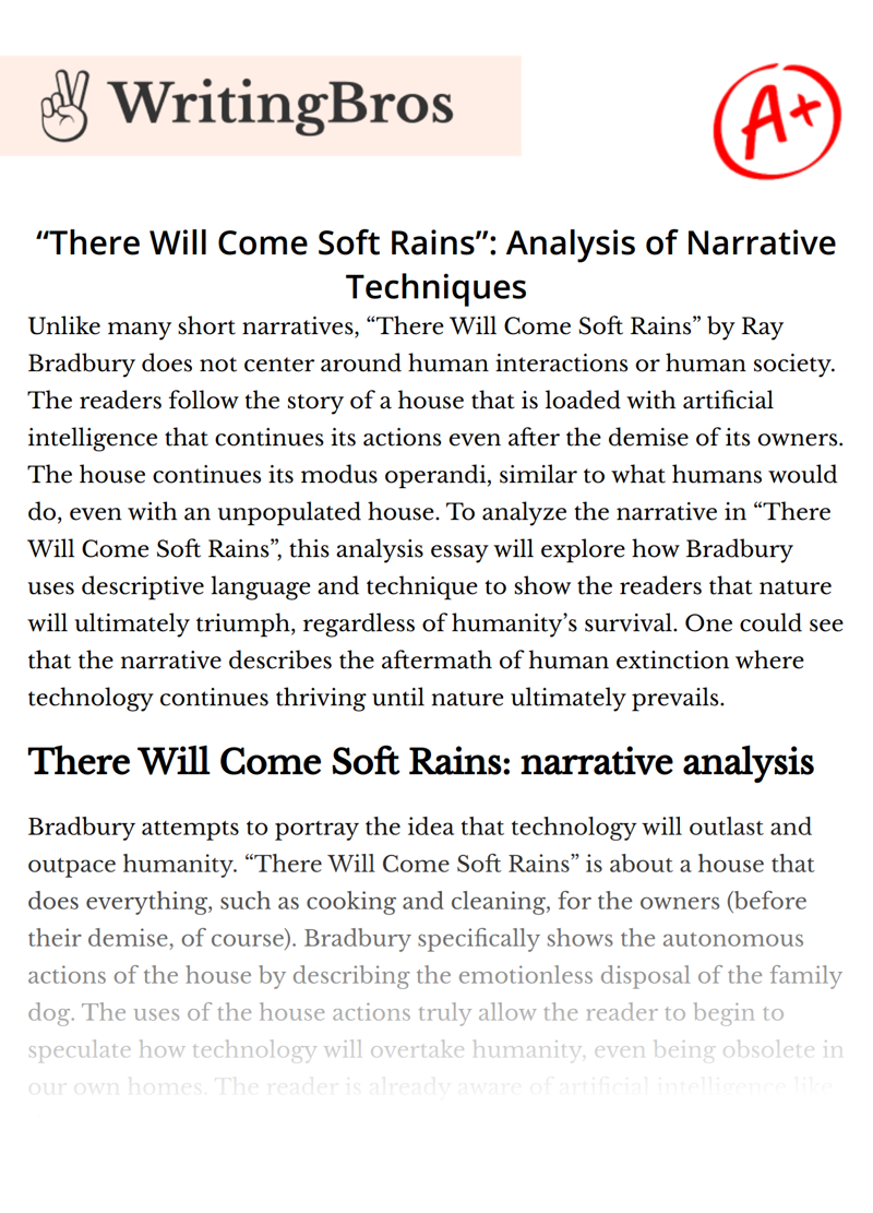 “There Will Come Soft Rains”: Analysis of Narrative Techniques essay