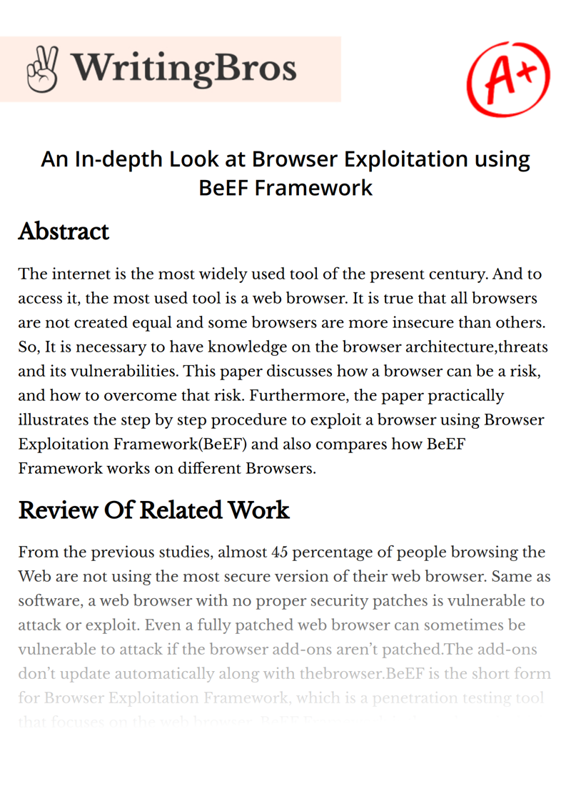 An In-depth Look at Browser Exploitation using BeEF Framework essay