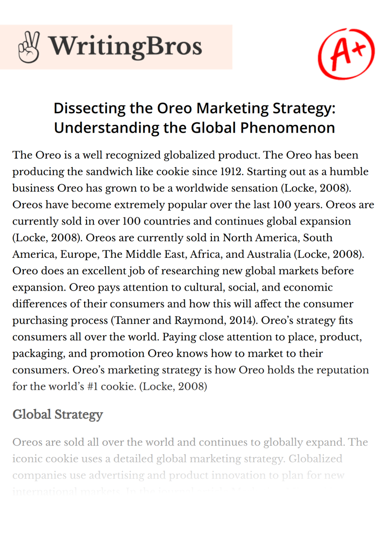Dissecting the Oreo Marketing Strategy: Understanding the Global Phenomenon essay
