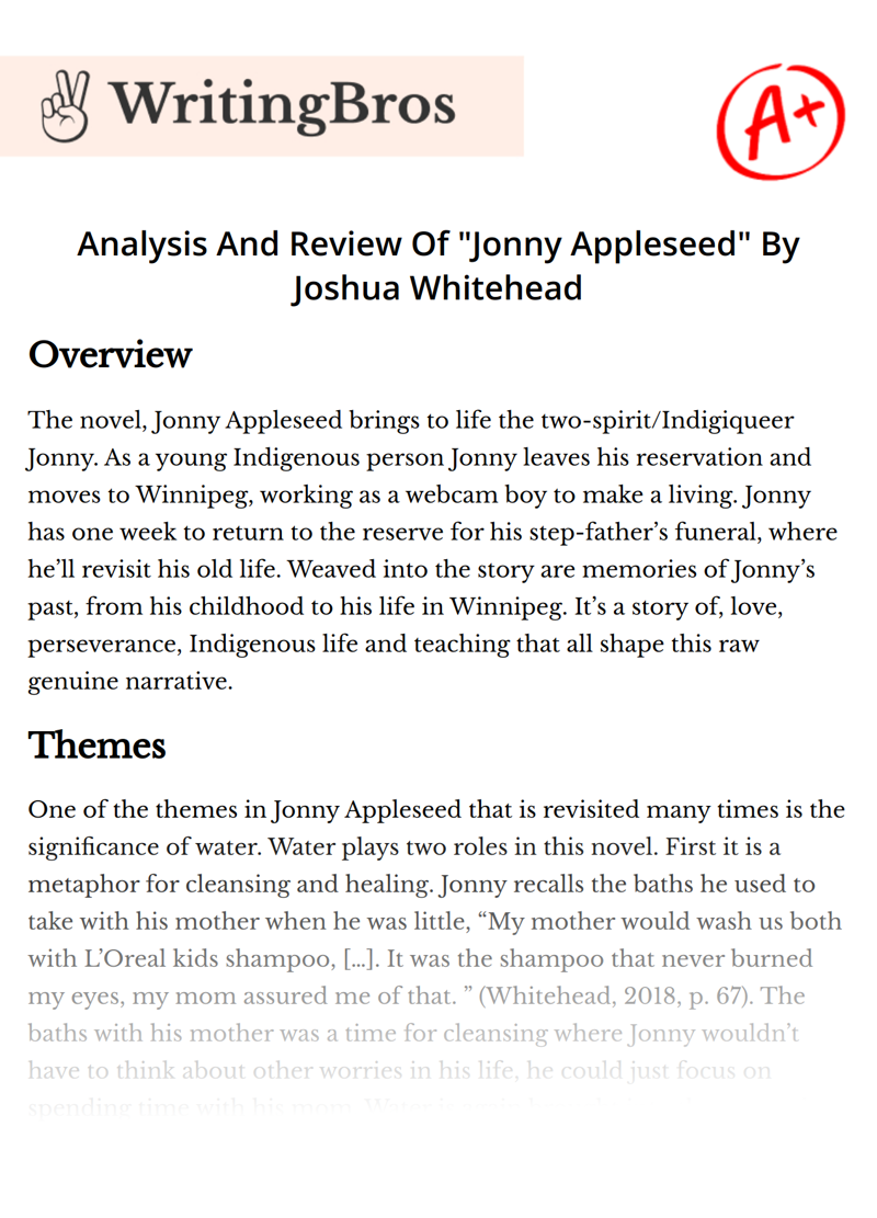 Analysis And Review Of "Jonny Appleseed" By Joshua Whitehead essay