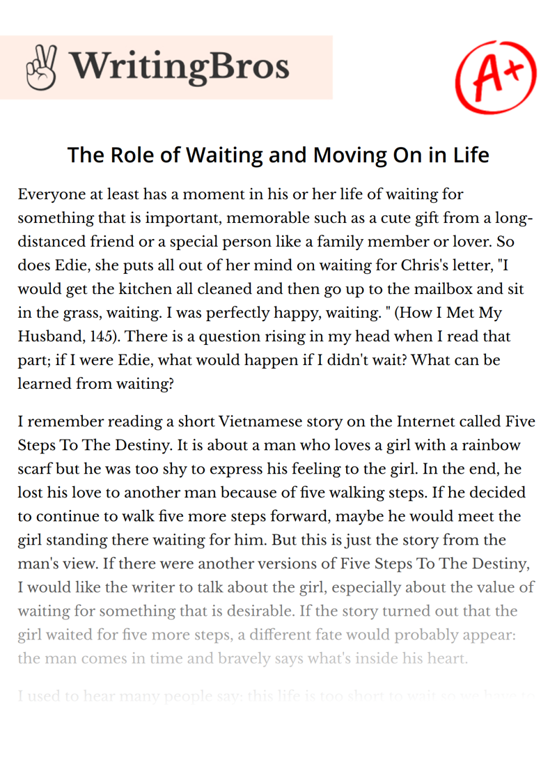 The Role of Waiting and Moving On in Life essay