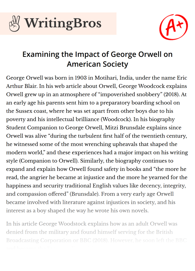 Examining the Impact of George Orwell on American Society essay