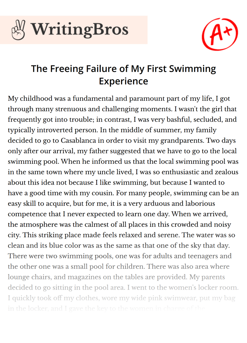 The Freeing Failure of My First Swimming Experience essay
