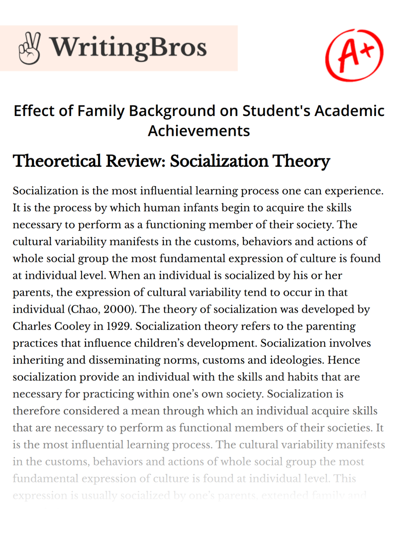 Effect of Family Background on Student's Academic Achievements essay
