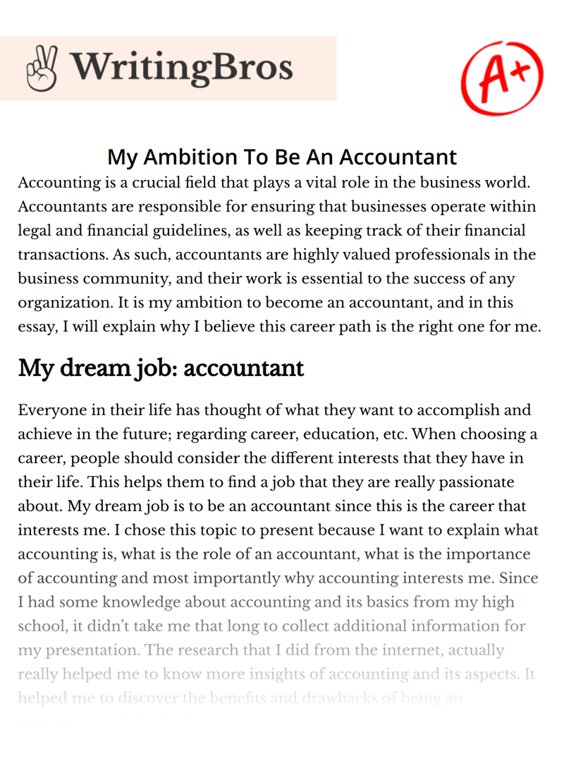 My Ambition To Be An Accountant essay