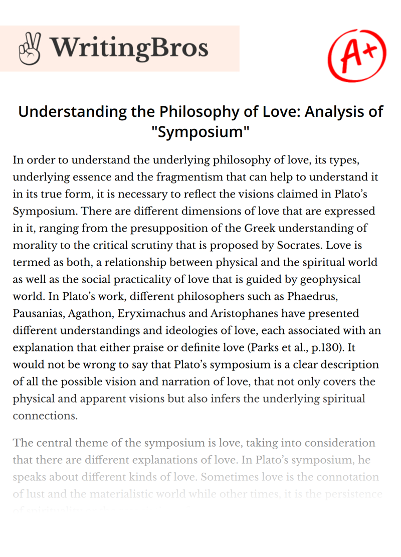Understanding the Philosophy of Love: Analysis of "Symposium" essay