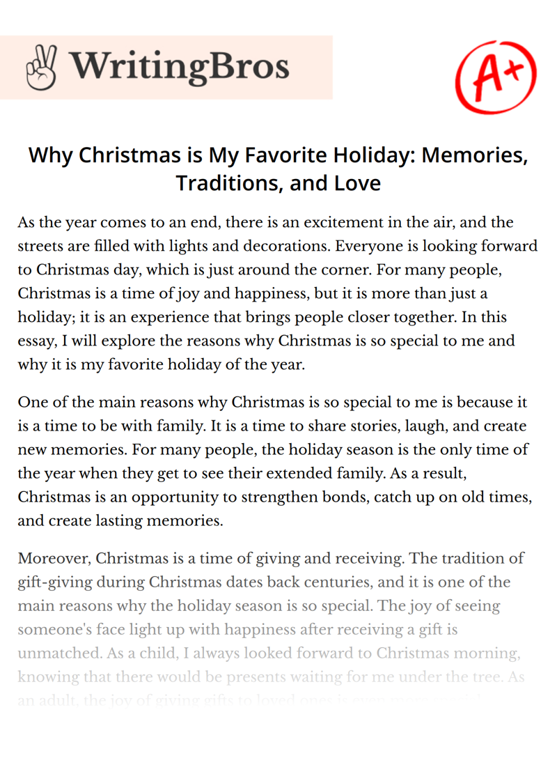 Why Christmas is My Favorite Holiday: Memories, Traditions, and Love essay