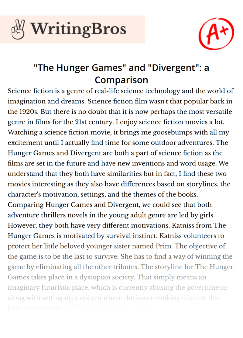 "The Hunger Games" and "Divergent": a Comparison essay