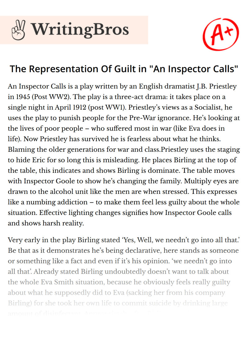 inspector calls guilt essay