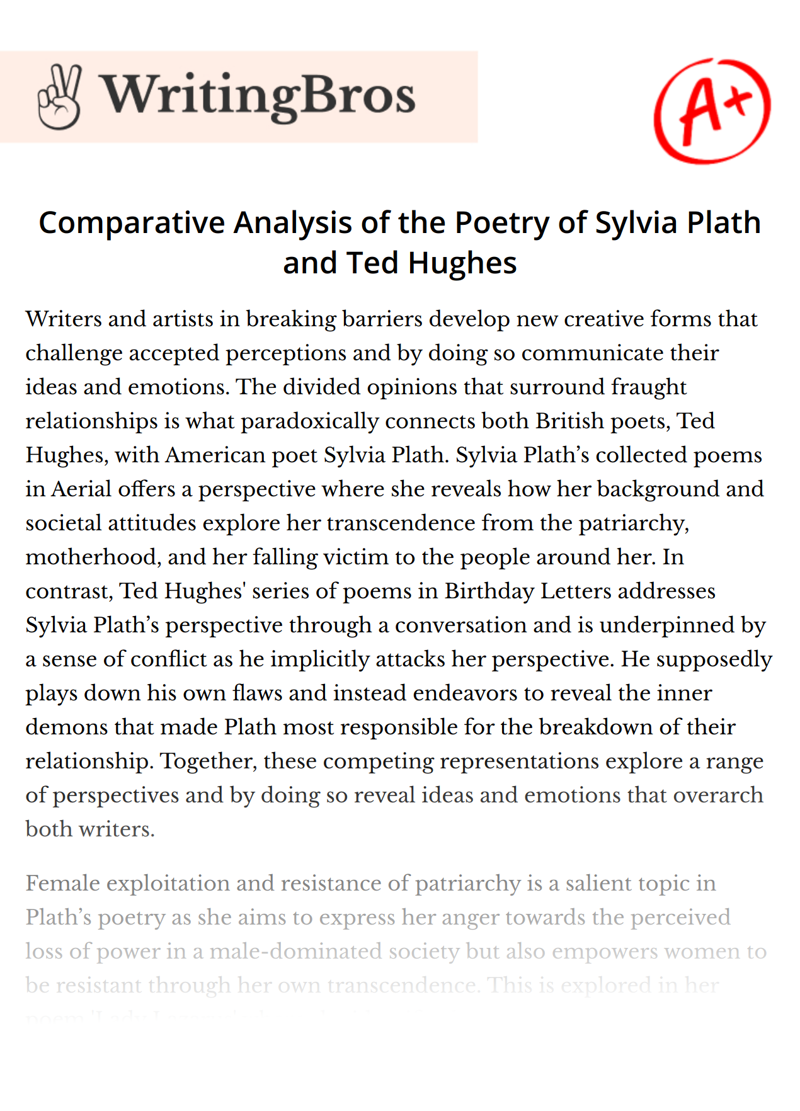 Comparative Analysis of the Poetry of Sylvia Plath and Ted Hughes essay
